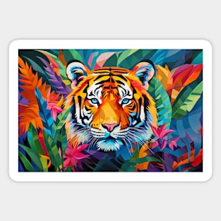 Tiger Animal Portrait Colorful Painting Magnet